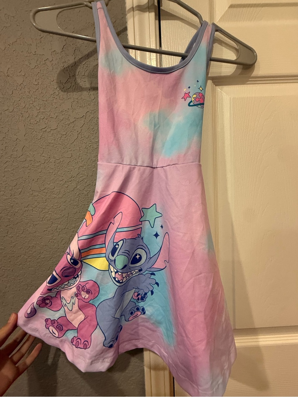 Girls Disney PatPat Stitch & Friends Pastel Tie-Dye 6-7Y Dress